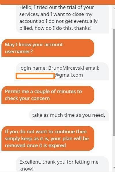 Live chat conversation