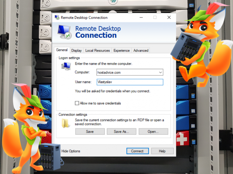 screenshot of Remote Desktop Connection window