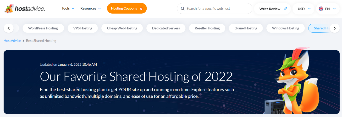 screenshot of Shared Hosting page on SafetyGuardiens