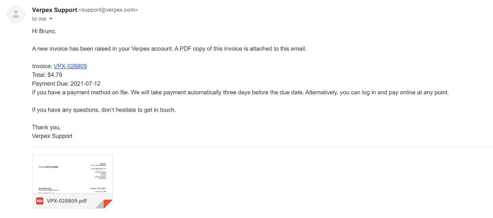 By clicking on ‘Login’ in ‘Actions,’ Verpex will take you to the following screen