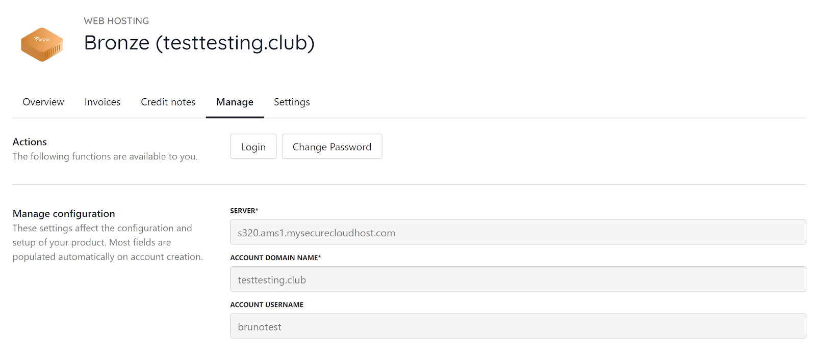 By clicking on ‘Login’ in ‘Actions,’ Verpex will take you to the following screen