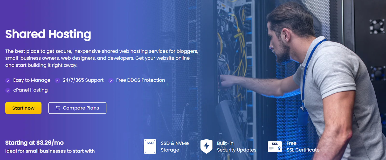 UltaHost’s cheapest shared hosting plan starts at $3.29 per month.